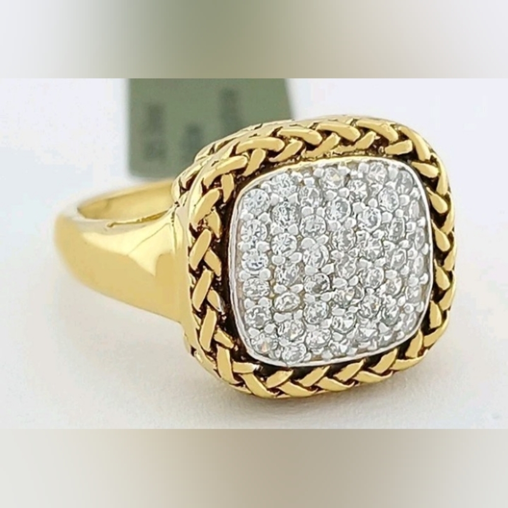 SALE! New 925 Sterling Silver Yellow W Sapphires Ring Sz 7 - Picture 3 of 13